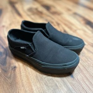 Vans Black Platform Slip Ons